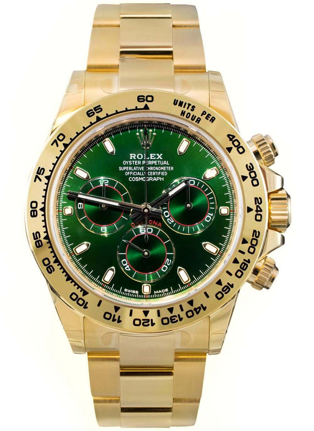 gold rolex with green dial