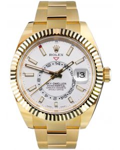 Rolex Sky-Dweller Watch White Dial Yellow Gold Oyster 326938 - Pre Owned - 2019