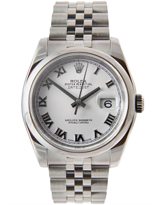 Rolex Datejust Watch White Roman Jubilee 116200 - Pre-Owned - 2016