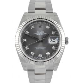 Rolex Datejust 41 Steel and White Gold Dark Rhodium Dial 126334 - Pre-Owned - 2017