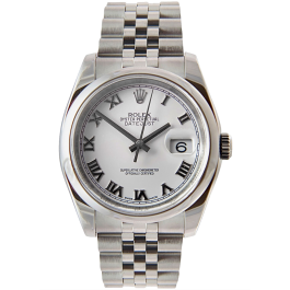 Rolex Datejust Watch White Roman Jubilee 116200 - Pre-Owned - 2016